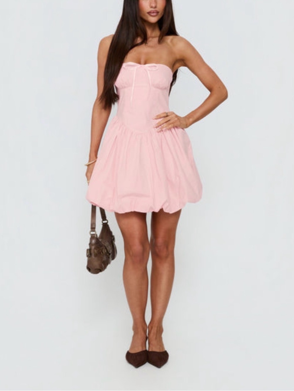 Princess Polly| Pink Bubble Hem Strapless Mini Dress Birthday Party Size 4 - Picture 1 of 10